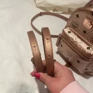 MCM | Bags | Mcm Rose Gold Metallic Mini Backpack With Studs  display picture 2